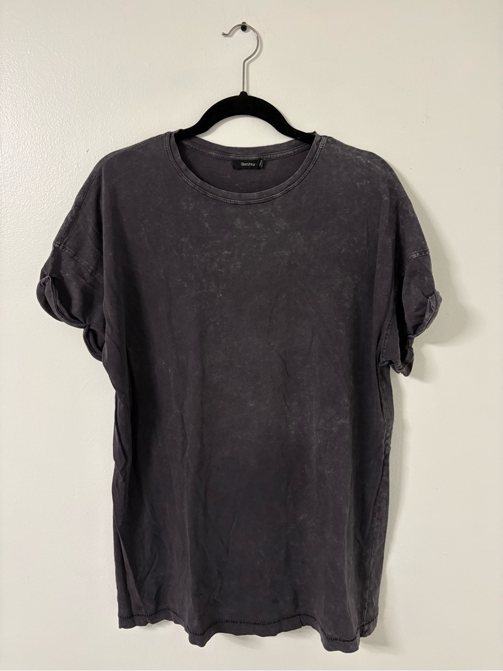 Bershka Women’s Washed Grey Crewneck T-Shirt